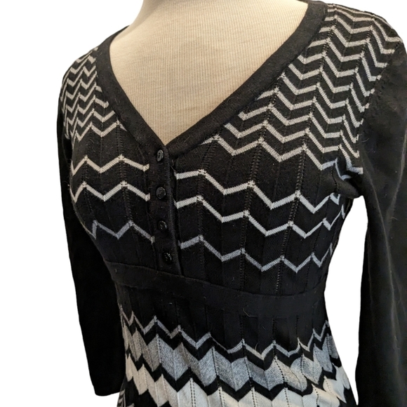 Spense Chevron Knit 3/4 sleeve midi dress tunic - Picture 3 of 9